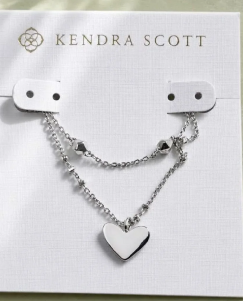 Kendra Scott Silver Double Layer White Heart Pendant Necklace - Picture 1 of 2